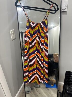 INC International Concepts Multicolor Chevron Midi Dress with Spaghetti Straps